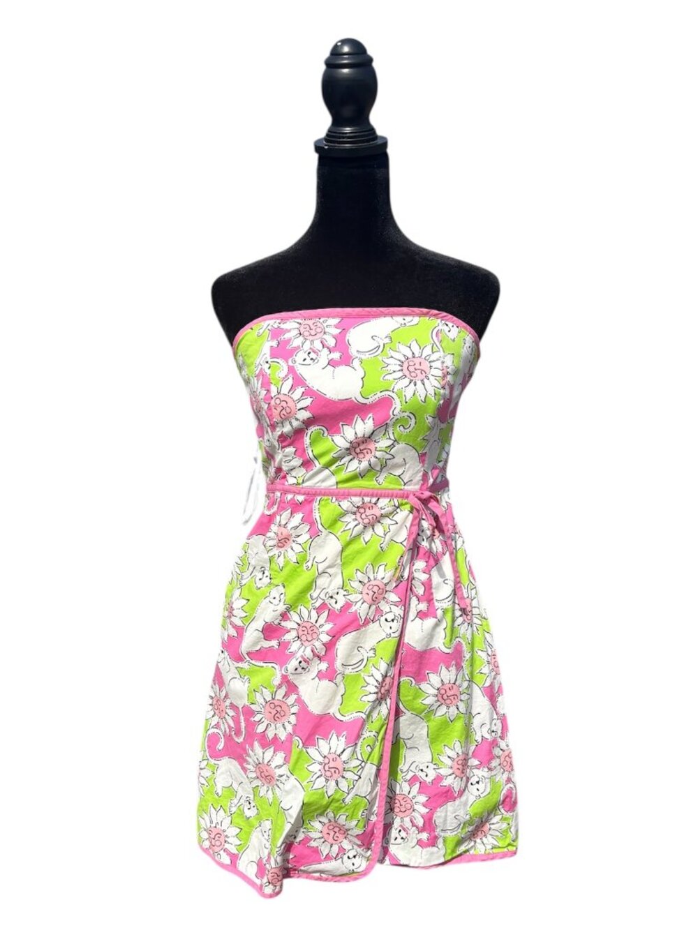 Lilly Pulitzer vintage 90s white label size 2 strapless mini dress french fried - Picture 1 of 12